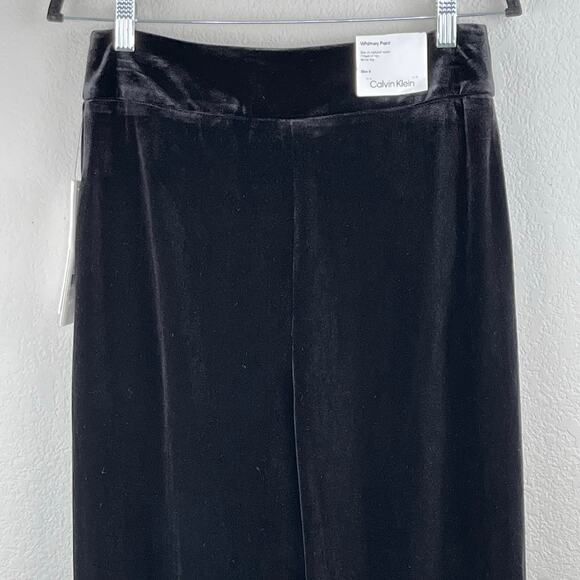 Calvin Klein Whitney Velour Velvet Black Wide Leg High Rise Trouser Pants 2 NWT - Picture 11 of 15